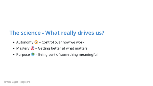 Slide deck of Why You should not motivate people presentation