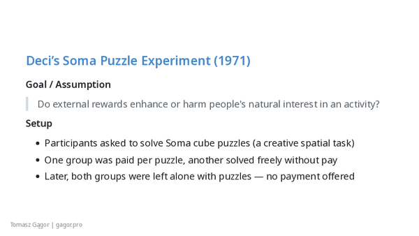 Slide deck of Why You should not motivate people presentation