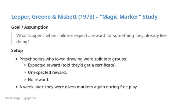 Slide deck of Why You should not motivate people presentation