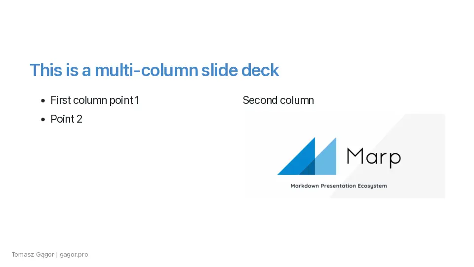Example multi-column slide deck