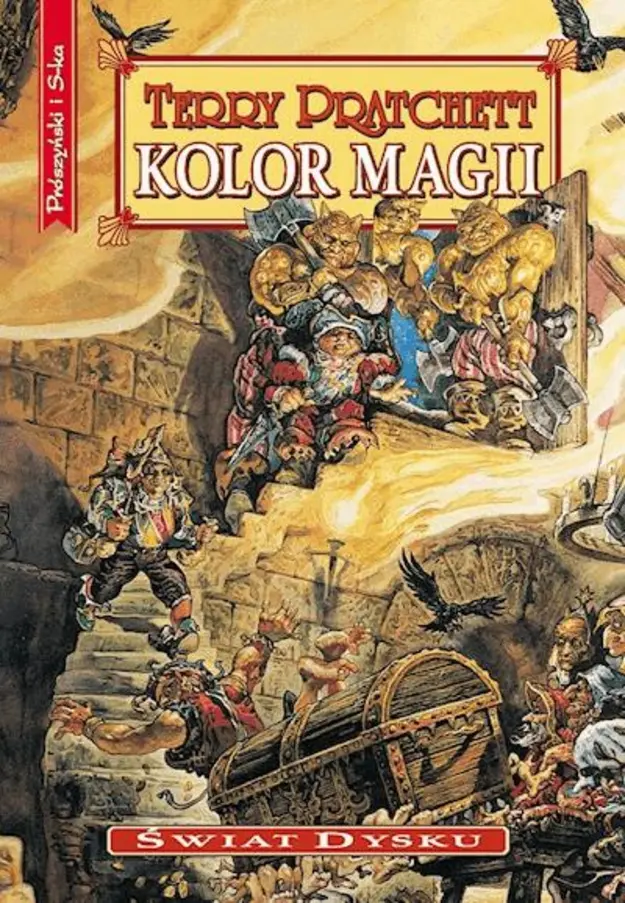 Cover of The Colour of Magic featuring Rincewind and Twoflower